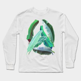 Banana Leaves On Pink Long Sleeve T-Shirt